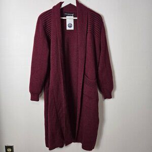 Alpaca Connection Size L Alpaca Wool Blend Burgundy Duster Cardigan